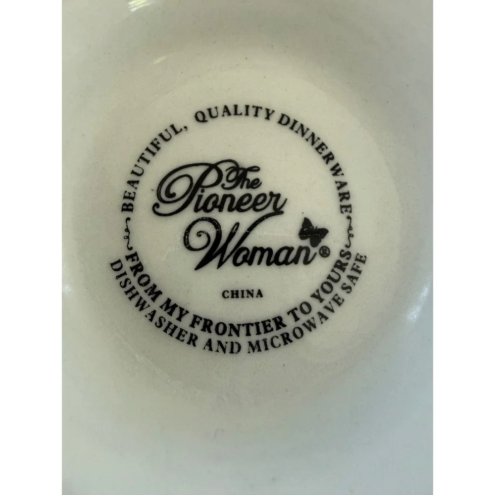 Pioneer‎ Woman Floral Turquoise and Yellow Footed Coffee Tea cup Coffee Mug